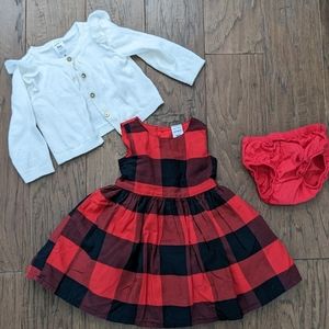 Plaid Dress with Cardigan